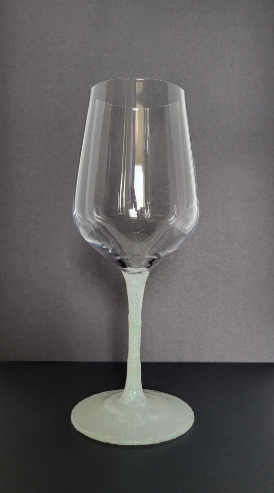White Iridescent Wine Glass