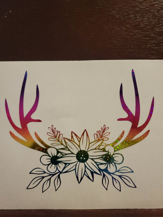 Antler and Flower Decal